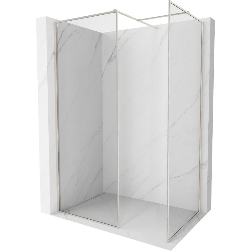 Mexen Kioto-F Duschwand Walk-in mit Rahmen 100 x 70 cm, transparent 8 mm, gebürsteter Nickel - 800-100-202-04-97-070