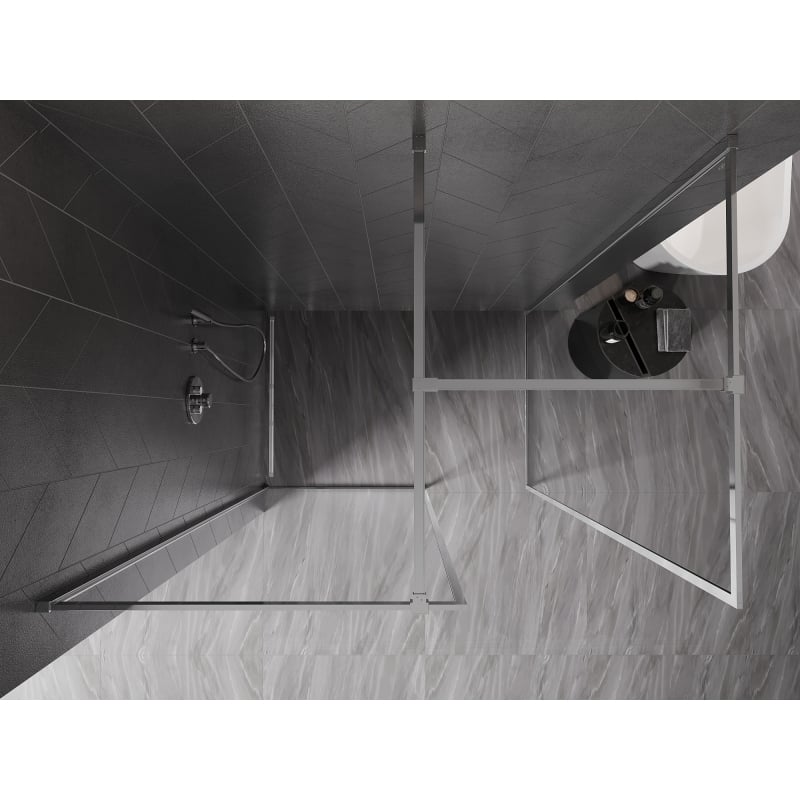 Mexen Kioto-F Walk-in Shower Wall with Frame 110 x 80 cm, Transparent 8 mm, Chrome - 800-110-202-04-00-080