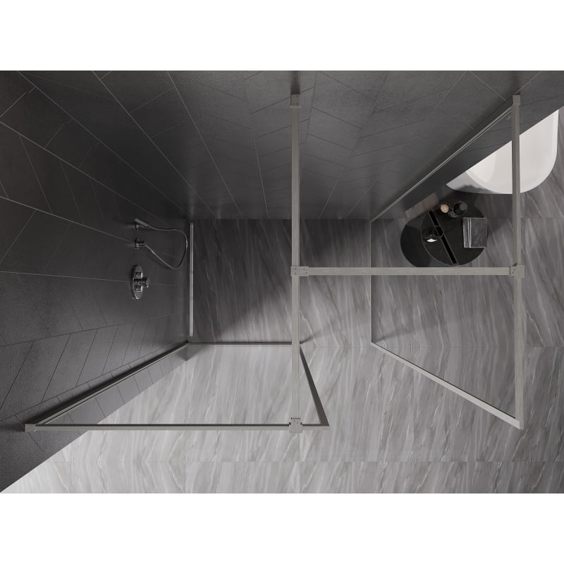 Mexen Kioto-F Duschwand Walk-in mit Rahmen 110 x 70 cm, transparent 8 mm, gebürstetes Nickel - 800-110-202-04-97-070