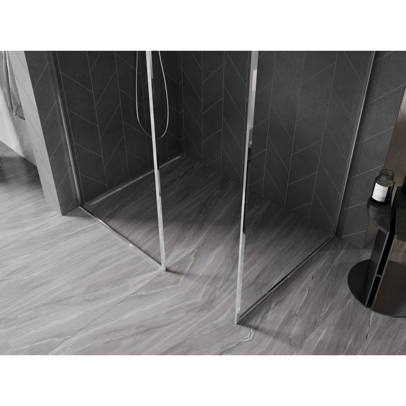 Mexen Kioto-F panel de ducha Walk-in con marco 150 x 80 cm, transparente 8 mm, cromo - 800-150-202-04-00-080