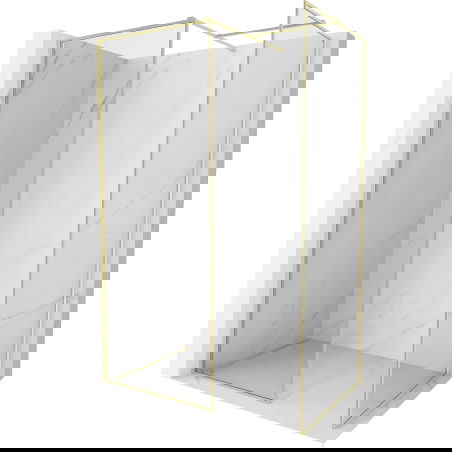 Mexen Kioto-F Duschwand Walk-in mat Kader 90 x 85 cm, transparent 8 mm, gëllen gebierstet - 800-090-202-04-55-085