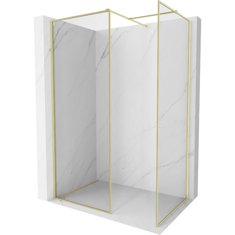 Mexen Kioto-F ścianka prysznicowa Walk-in z ramką 100 x 85 cm, transparent 8 mm, złota szczotkowana - 800-100-202-04-55-085
