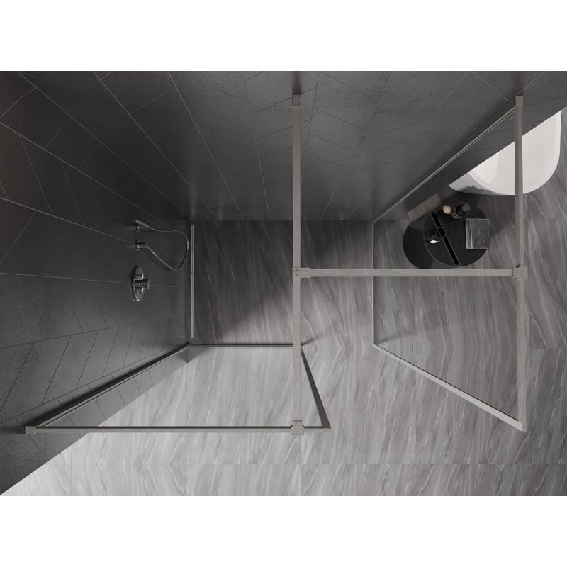 Mexen Kioto-F dušiseina Walk-in raamiga 110 x 75 cm, läbipaistev 8 mm, harjatud nikkel - 800-110-202-04-97-075
