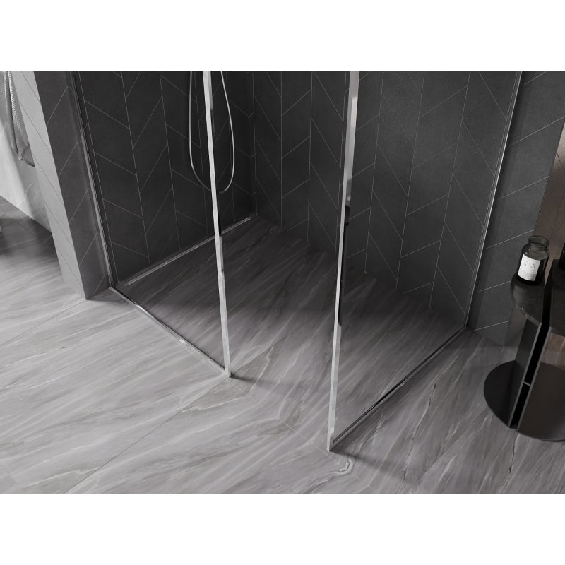 Mexen Kioto-F paroi de douche Walk-in avec cadre 95 x 80 cm, transparent 8 mm, chrome - 800-095-202-04-00-080