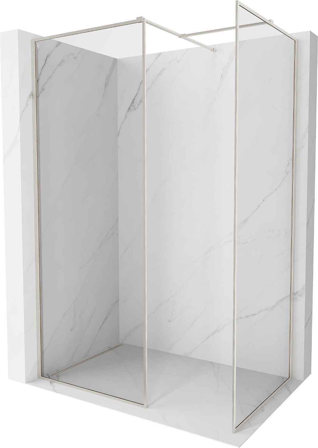 Mexen Kioto-F ścianka prysznicowa Walk-in z ramką 150 x 75 cm, transparent 8 mm, nikiel szczotkowany - 800-150-202-04-97-075