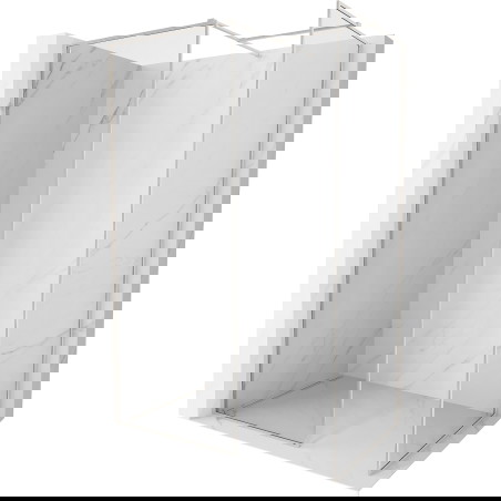 Mexen Kioto-F tuš stena Walk-in z okvirjem 125 x 80 cm, prozorno 8 mm, brušen nikelj - 800-125-202-04-97-080