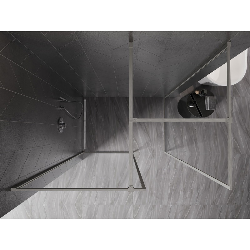 Mexen Kioto-F Walk-in tuš zid s okvirom 145 x 80 cm, proziran 8 mm, brušeni nikal - 800-145-202-04-97-080