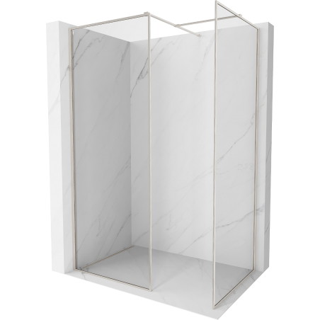 Mexen Kioto-F Walk-in tuš zid s okvirom 145 x 80 cm, proziran 8 mm, brušeni nikal - 800-145-202-04-97-080