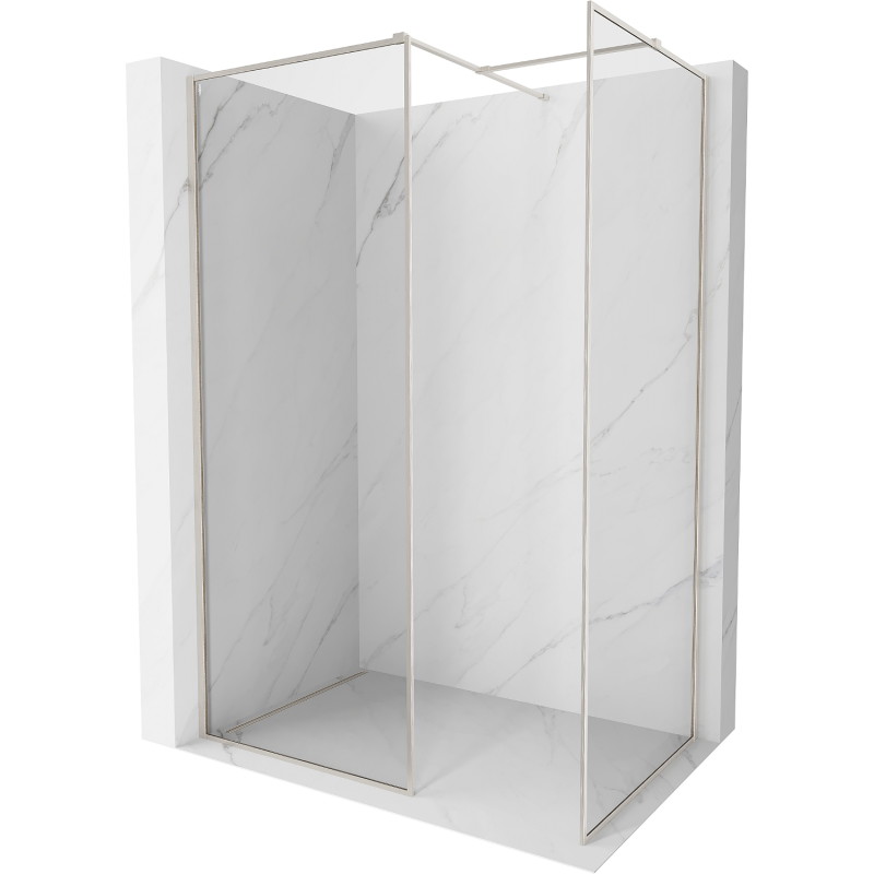 Mexen Kioto-F ścianka prysznicowa Walk-in z ramką 155 x 80 cm, transparent 8 mm, nikiel szczotkowany - 800-155-202-04-97-080