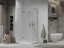 Mexen Lima zložljiva pršna kabina 70 x 100 cm, prozorna, krom + pladenj Flat - 856-070-100-01-00-4010