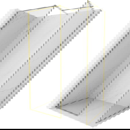 Mexen Kioto-F Duschwand Walk-in mit Rahmen 100 x 70 cm, transparent 8 mm, gold - 800-100-202-04-50-070