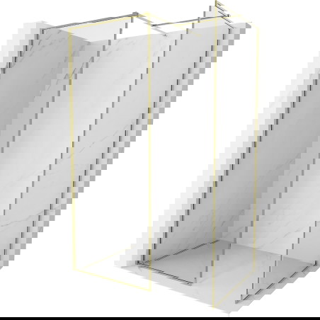 Mexen Kioto-F douchewand Walk-in met frame 120 x 70 cm, transparant 8 mm, goud - 800-120-202-04-50-070