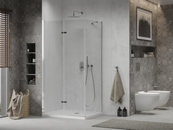 Mexen Lima folding shower enclosure 80 x 70 cm, transparent, chrome + Flat tray - 856-080-070-01-00-4010