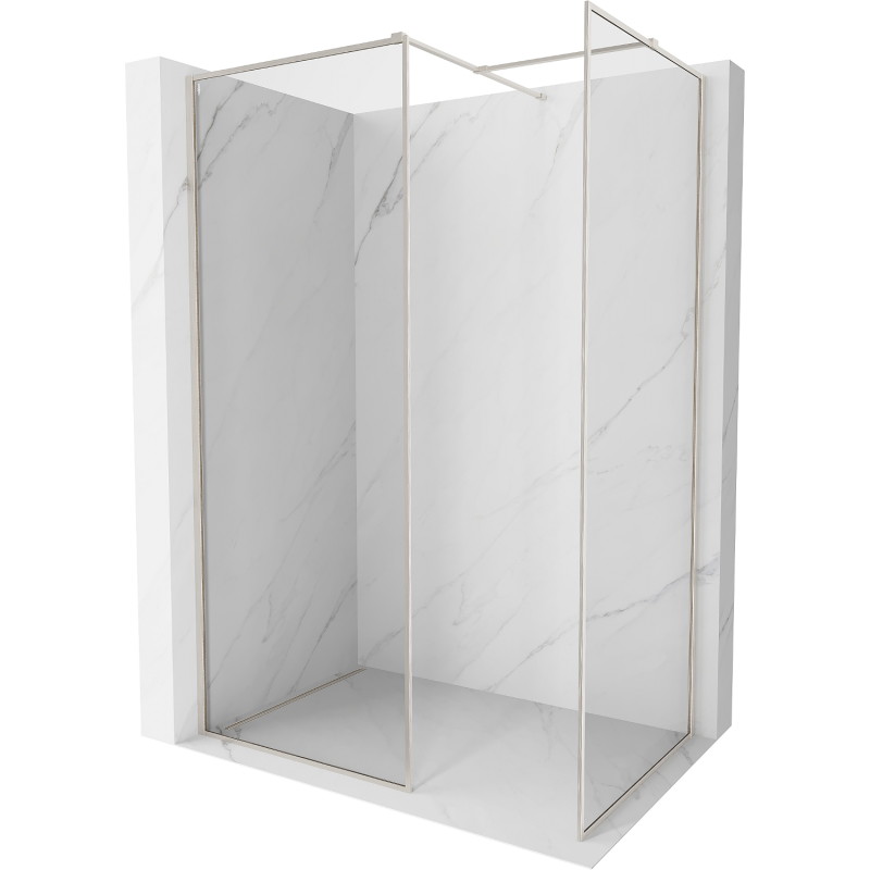 Mexen Kioto-F ścianka prysznicowa Walk-in z ramką 100 x 90 cm, transparent 8 mm, nikiel szczotkowany - 800-100-202-04-97-090