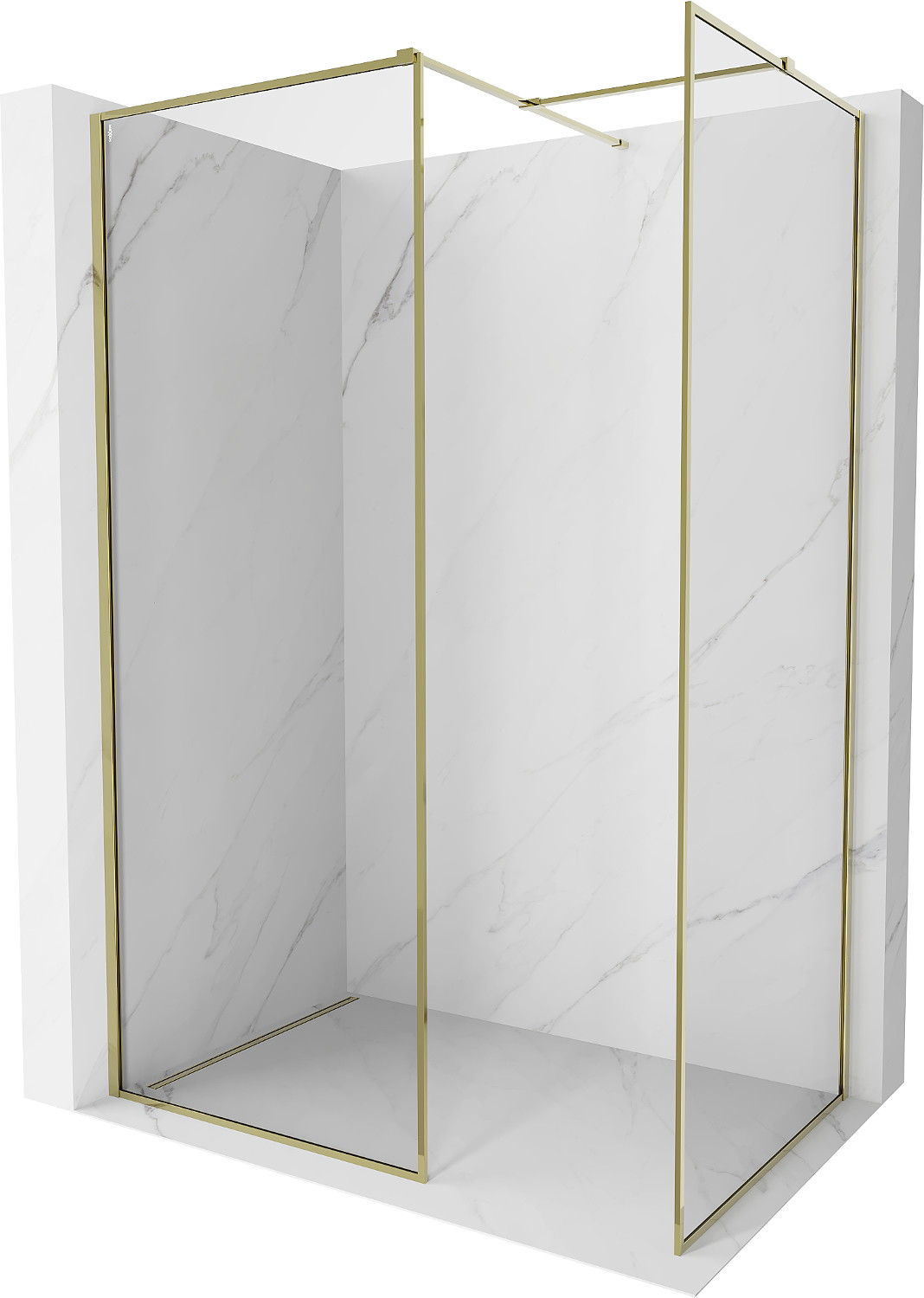 Mexen Kioto-F ścianka prysznicowa Walk-in z ramką 130 x 70 cm, transparent 8 mm, złota - 800-130-202-04-50-070