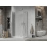 Mexen Lima faltbare Duschkabine 80 x 70 cm, transparent, Chrom + Duschwanne Flat - 856-080-070-01-00-4010