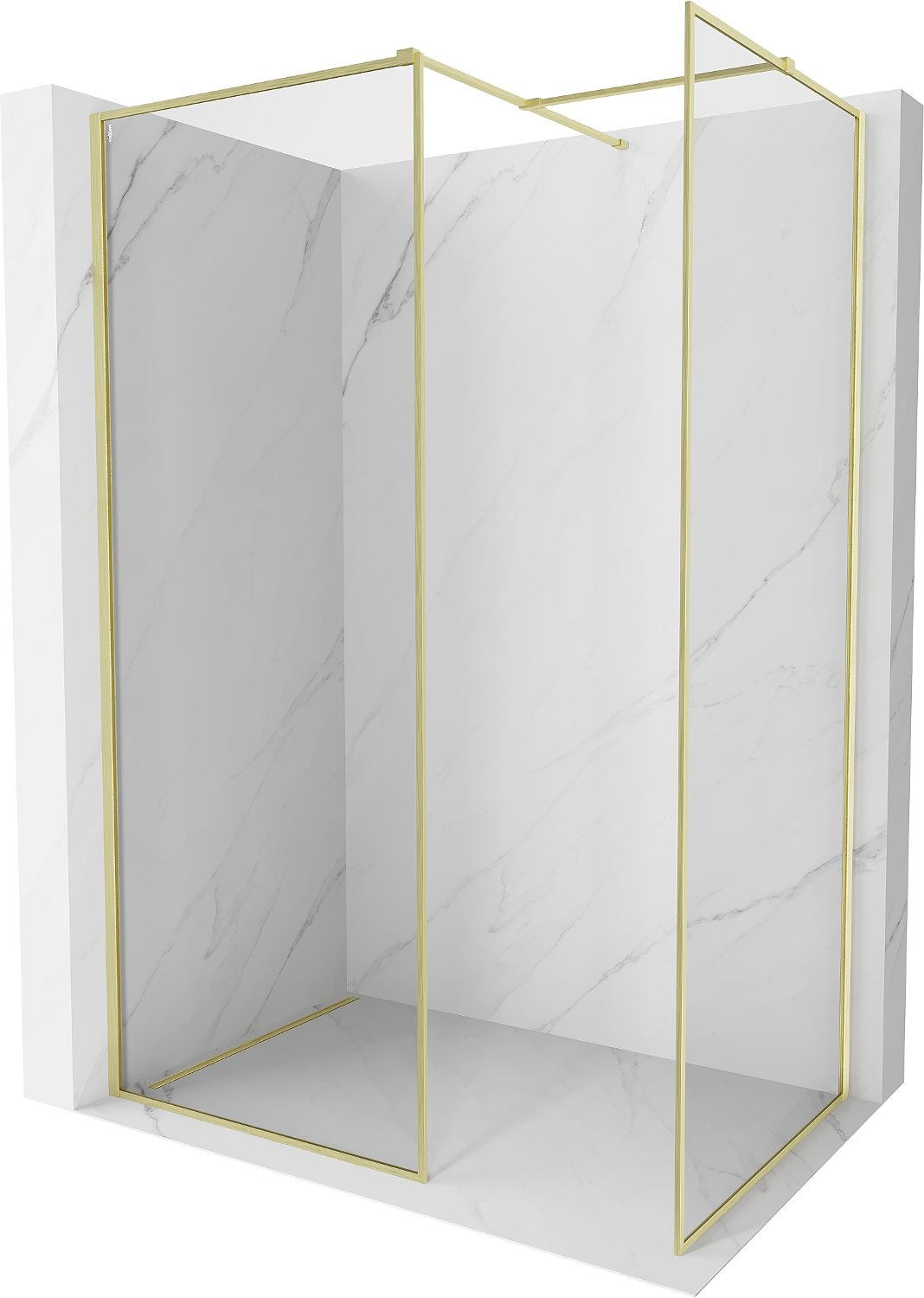 Mexen Kioto-F ścianka prysznicowa Walk-in z ramką 180 x 100 cm, transparent 8 mm, złota szczotkowana - 800-180-202-04-55-100