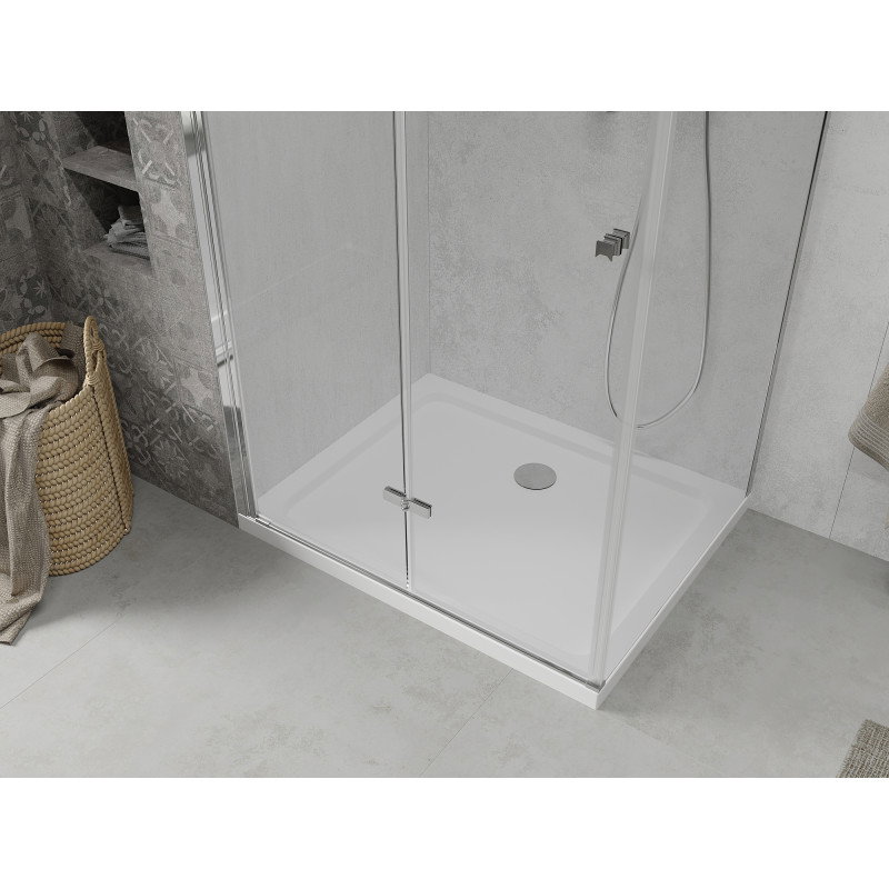 Mexen Lima klappbar Duschkabinn 70 x 80 cm, transparent, Chrom + Flat-Duschtablett - 856-070-080-01-00-4010
