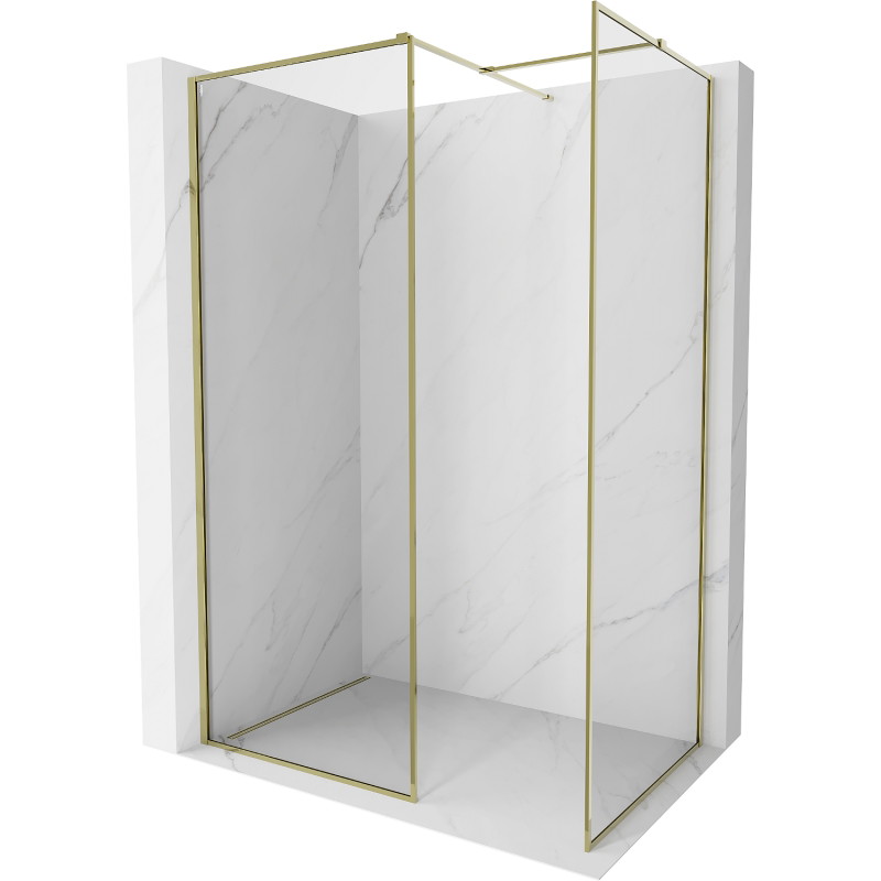 Mexen Kioto-F ścianka prysznicowa Walk-in z ramką 130 x 90 cm, transparent 8 mm, złota - 800-130-202-04-50-090