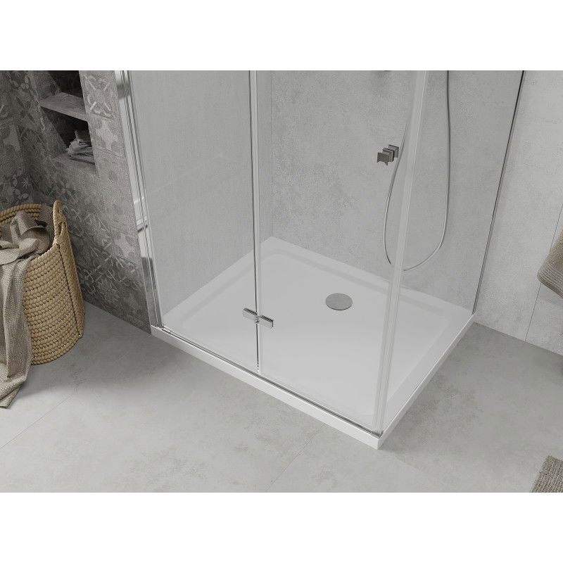 Mexen Lima taitettava suihkukaappi 70 x 90 cm, läpinäkyvä, kromi + tasainen suihkuallas - 856-070-090-01-00-4010
