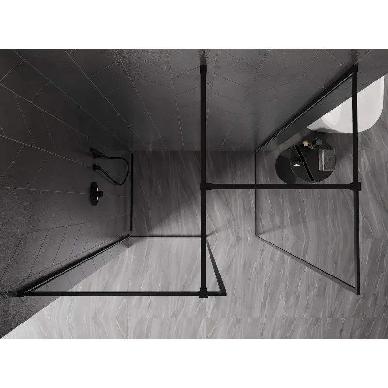 Mexen Kioto-F paroi de douche Walk-in avec cadre 130 x 70 cm, transparent 8 mm, noir - 800-130-202-04-70-070