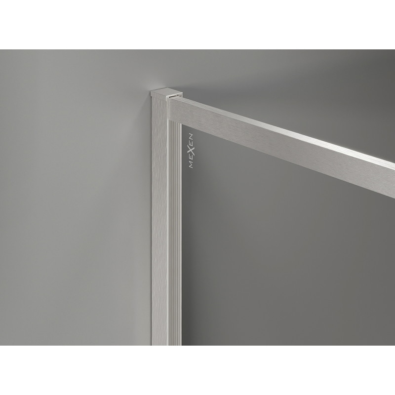 Mexen Kioto-F Pregrada za tuš Walk-in s okvirom 150 x 100 cm, prozirna 8 mm, brušeni nikal - 800-150-202-04-97-100