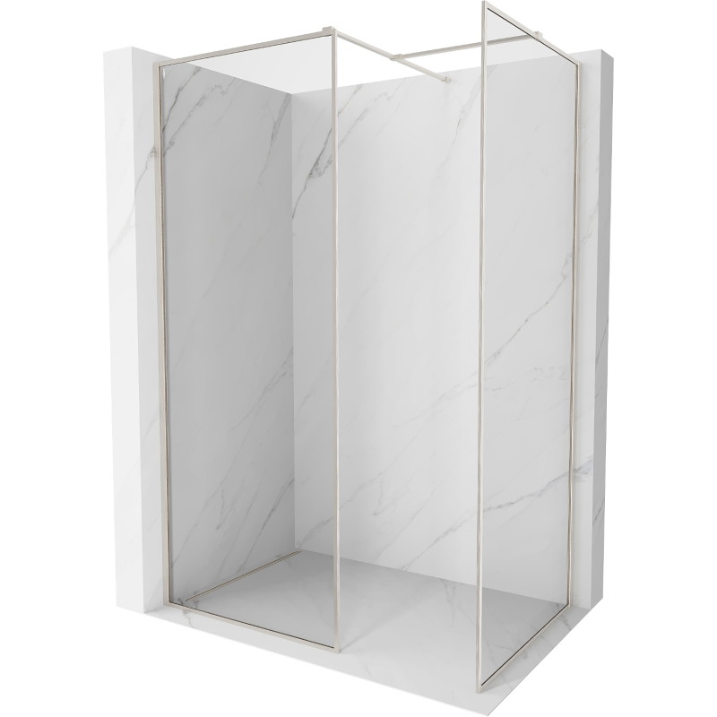 Mexen Kioto-F Pregrada za tuš Walk-in s okvirom 150 x 100 cm, prozirna 8 mm, brušeni nikal - 800-150-202-04-97-100