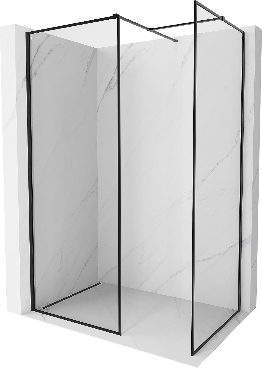 Mexen Kioto-F ścianka prysznicowa Walk-in z ramką 145 x 70 cm, transparent 8 mm, czarna - 800-145-202-04-70-070