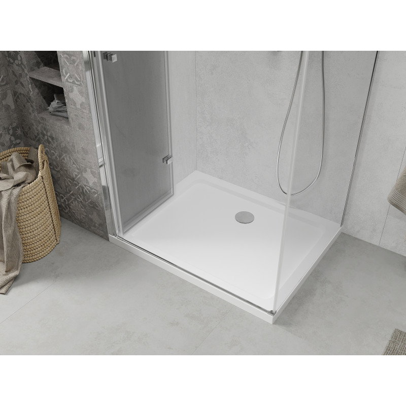 Mexen Lima kloer Duschkabinn 100 x 70 cm, transparent, Chrom + Flat Duschwanne - 856-100-070-01-00-4010