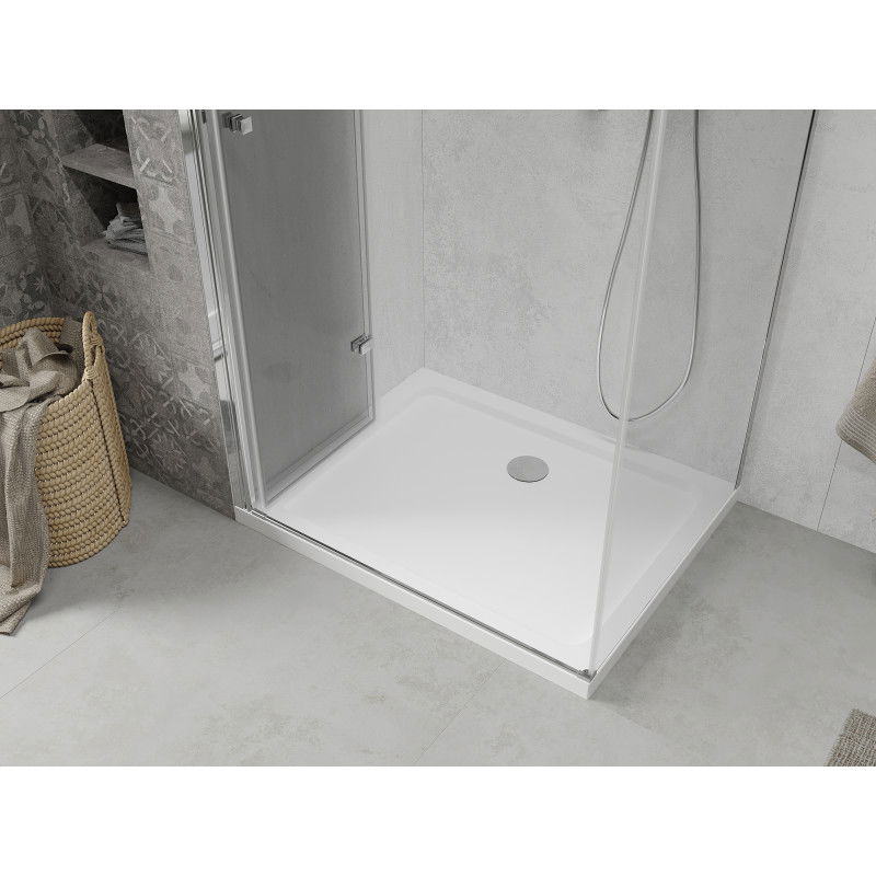 Mexen Lima opvouwbare douchecabine 100 x 70 cm, transparant, chroom + Flat douchebak - 856-100-070-01-00-4010