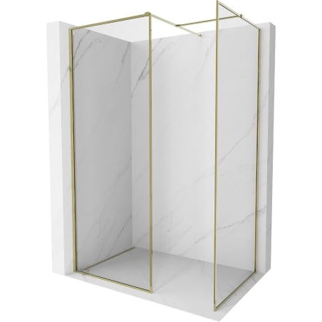 Mexen Kioto-F Duschwand Walk-in mit Rahmen 150 x 90 cm, transparent 8 mm, gold - 800-150-202-04-50-090