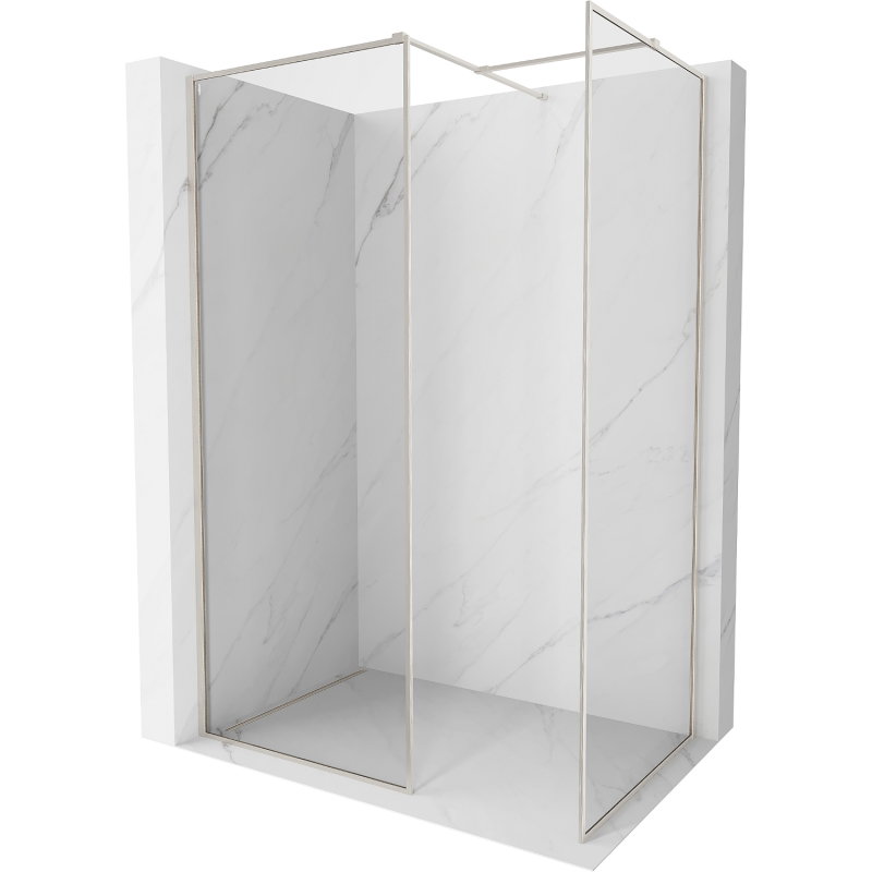 Mexen Kioto-F Walk-in Shower Wall with Frame 120 x 105 cm, Transparent 8 mm, Brushed Nickel - 800-120-202-04-97-105