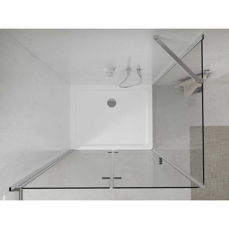 Mexen Lima sklopiva tuš kabina 110 x 80 cm, prozirna, krom + tuš kada Flat - 856-110-080-01-00-4010