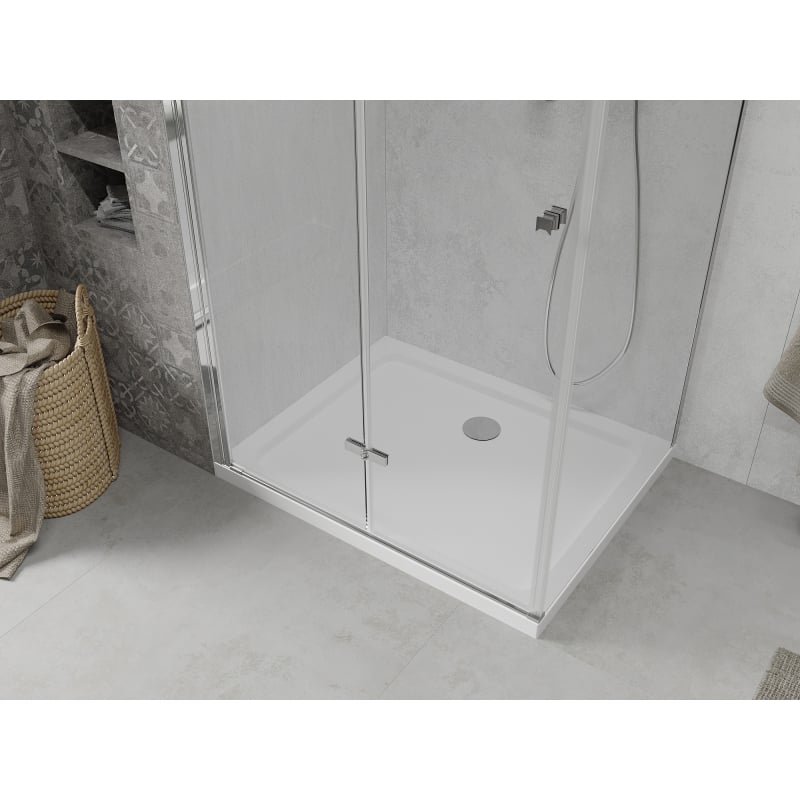 Mexen Lima folding shower cabin 110 x 90 cm, transparent, chrome + Flat shower tray - 856-110-090-01-00-4010