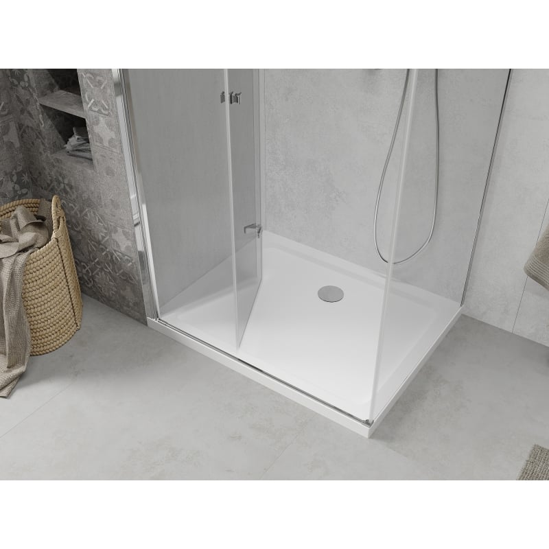 Mexen Lima folding shower cabin 110 x 100 cm, transparent, chrome + Flat shower tray - 856-110-100-01-00-4010