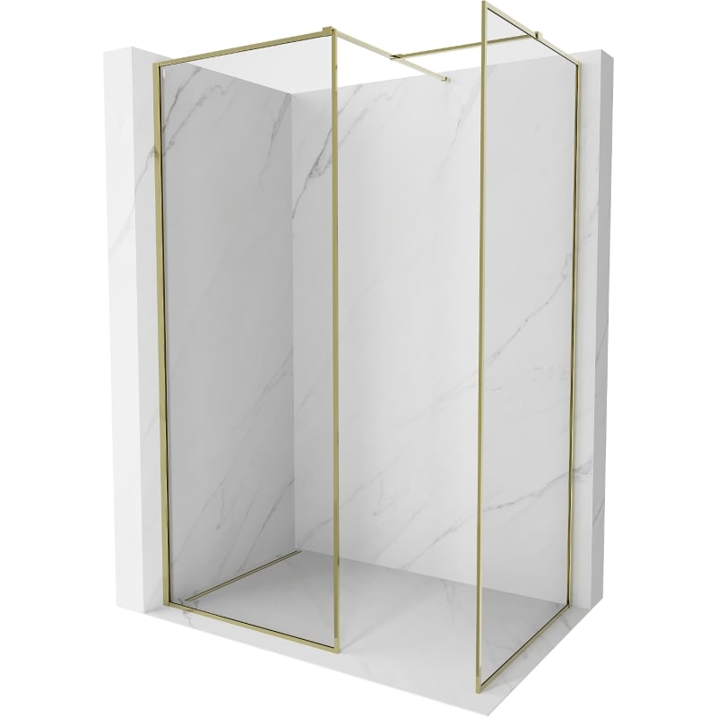 Mexen Kioto-F dušiseina jalutuskäik raamiga 155 x 100 cm, läbipaistev 8 mm, kuldne - 800-155-202-04-50-100