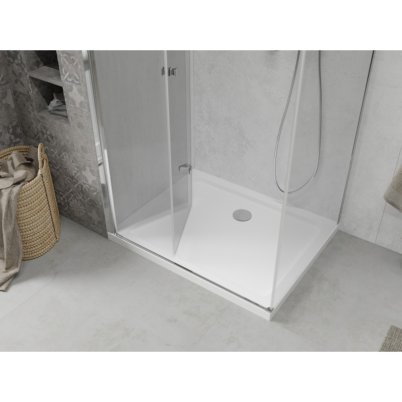 Mexen Lima foldable shower cabin 120 x 70 cm, transparent, chrome + Flat shower tray - 856-120-070-01-00-4010