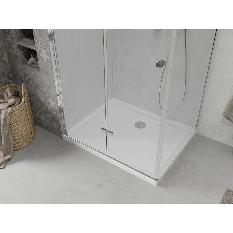 Mexen Lima foldable shower cabin 120 x 70 cm, transparent, chrome + Flat shower tray - 856-120-070-01-00-4010