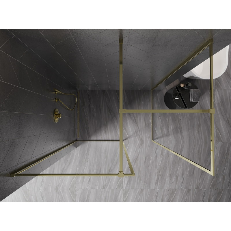 Mexen Kioto-F ścianka prysznicowa Walk-in z ramką 140 x 105 cm, transparent 8 mm, złota - 800-140-202-04-50-105