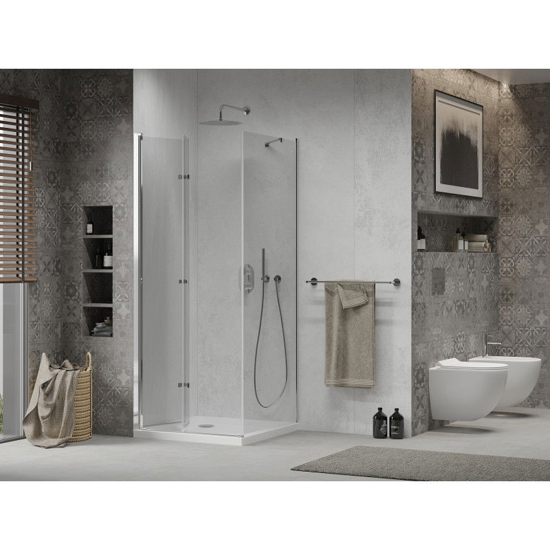 Mexen Lima cabine de douche pliante 90 x 90 cm, transparent, chrome + receveur Flat - 856-090-090-01-00-4010
