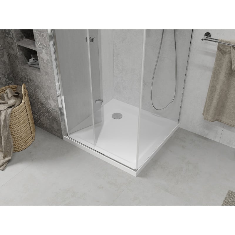 Mexen Lima folding shower cabin 90 x 90 cm, transparent, chrome + Flat tray - 856-090-090-01-00-4010