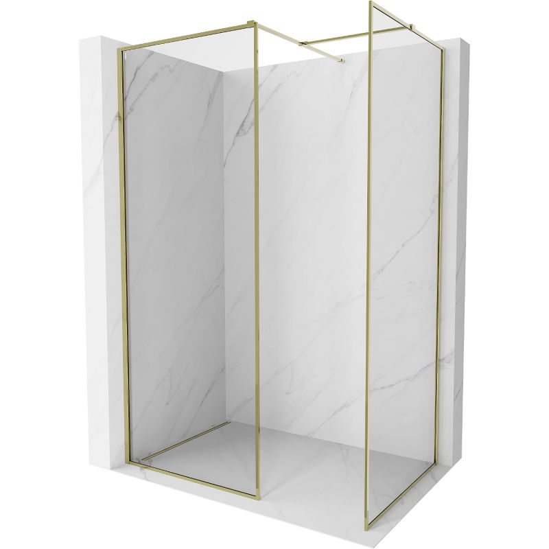 Mexen Kioto-F panel de ducha Walk-in con marco 120 x 110 cm, transparente 8 mm, dorado - 800-120-202-04-50-110
