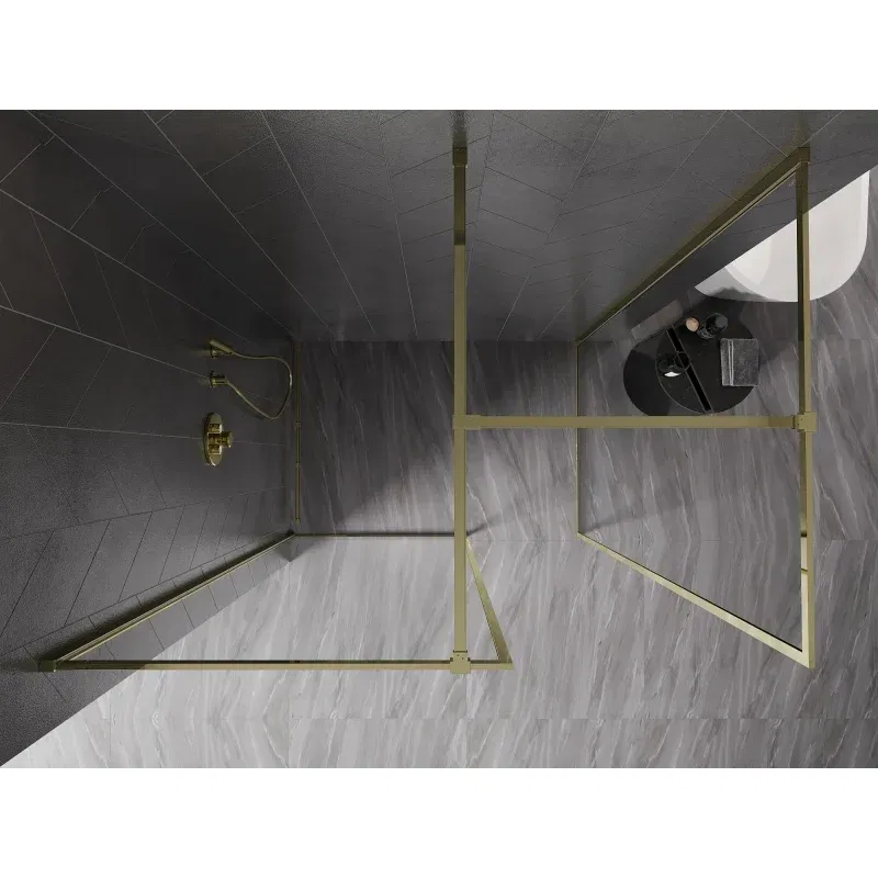 Mexen Kioto-F paroi de douche Walk-in avec cadre 140 x 110 cm, transparent 8 mm, or - 800-140-202-04-50-110