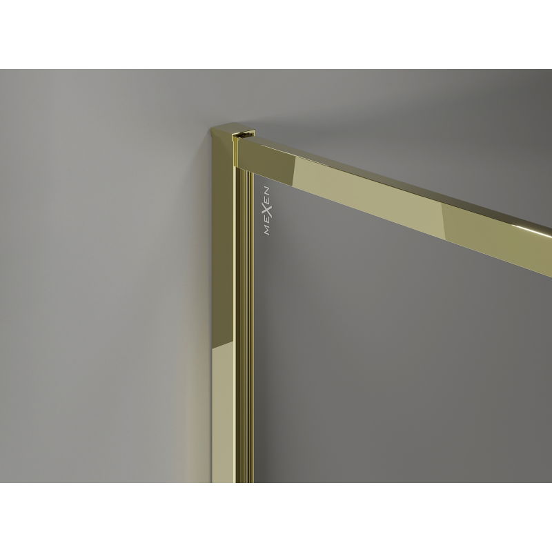 Mexen Kioto-F Walk-in Shower Wall with Frame 160 x 110 cm, Transparent 8 mm, Gold - 800-160-202-04-50-110