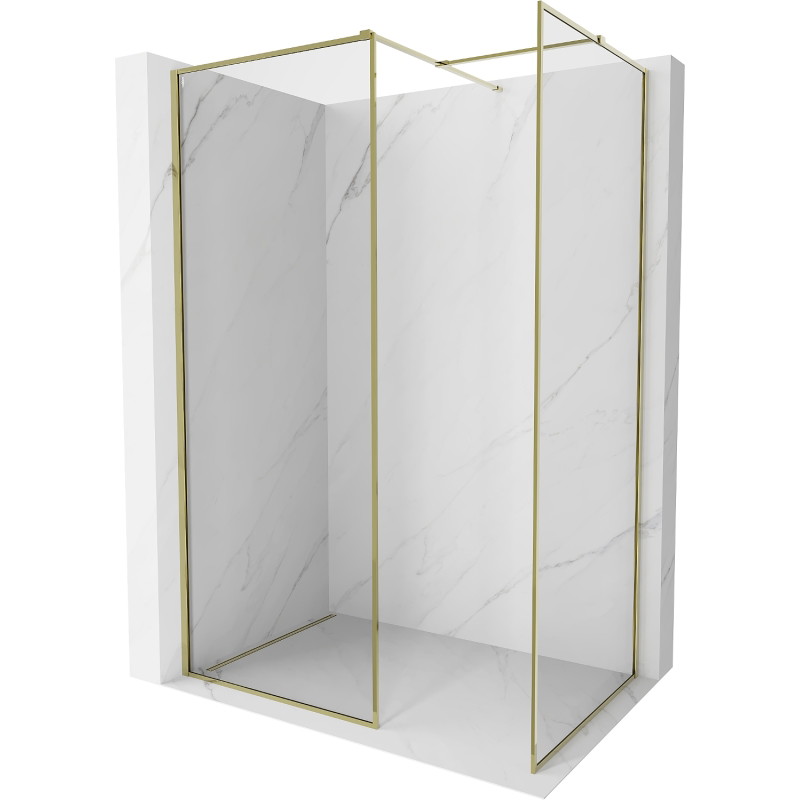 Mexen Kioto-F Zid tuš kabine Walk-in s okvirom 115 x 70 cm, prozirno 8 mm, zlatno - 800-115-202-04-50-070