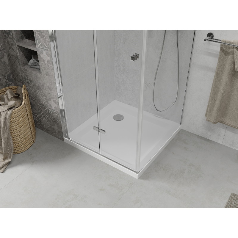Mexen Lima folding shower cabin 70 x 70 cm, transparent, chrome + Flat shower tray - 856-070-070-01-00-4010