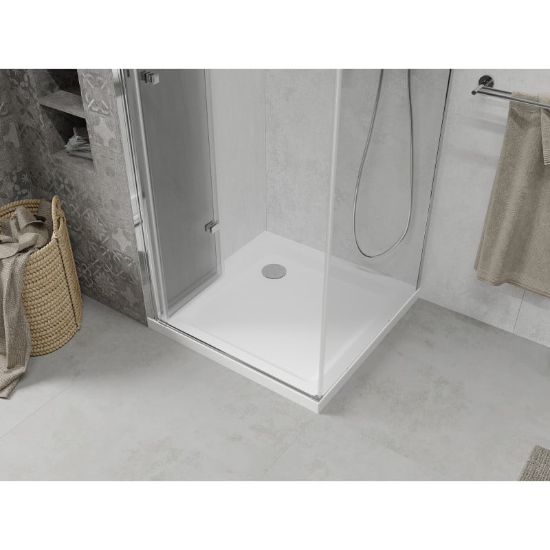 Mexen Lima faltbare Duschkabine 70 x 70 cm, transparent, Chrom + Flat-Duschwanne - 856-070-070-01-00-4010