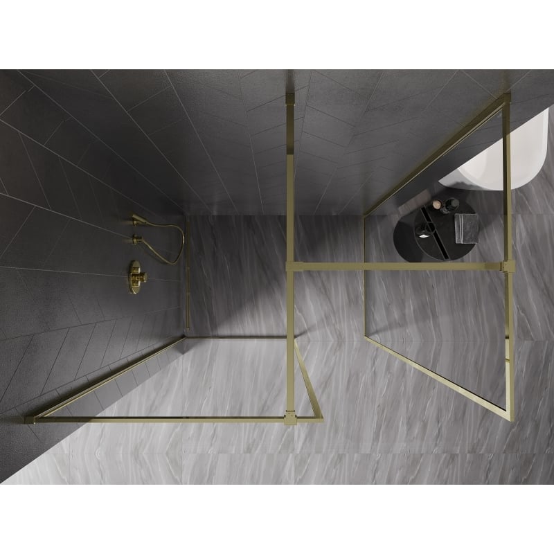 Mexen Kioto-F dušisein Walk-in raamiga 170 x 120 cm, läbipaistev 8 mm, kuldne - 800-170-202-04-50-120