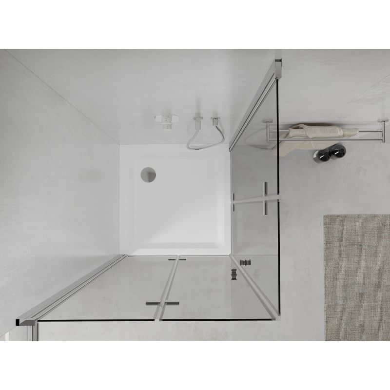 Mexen Lima Duo Folding Shower Cabin 80 x 80 cm, Transparent, Chrome + Flat Tray - 856-080-080-01-02-4010
