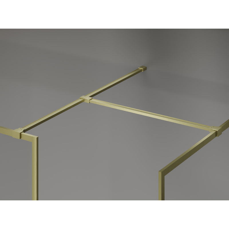 Mexen Kioto-F Walk-in Duschwand mit Rahmen 130 x 105 cm, transparent 8 mm, gebürstetes Gold - 800-130-202-04-55-105